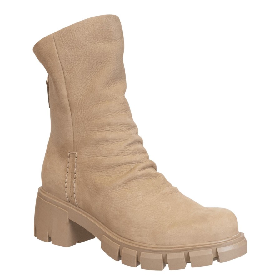 Naked Feet NAKED FEET | Protocol In Beige Heeled Mid Shaft Boots