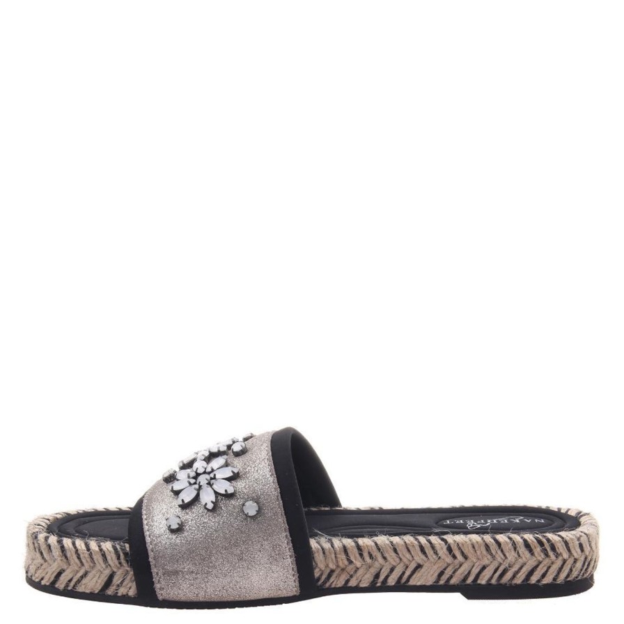 Naked Feet NAKED FEET | Koyo In Grey Silver Espadrille Sandals