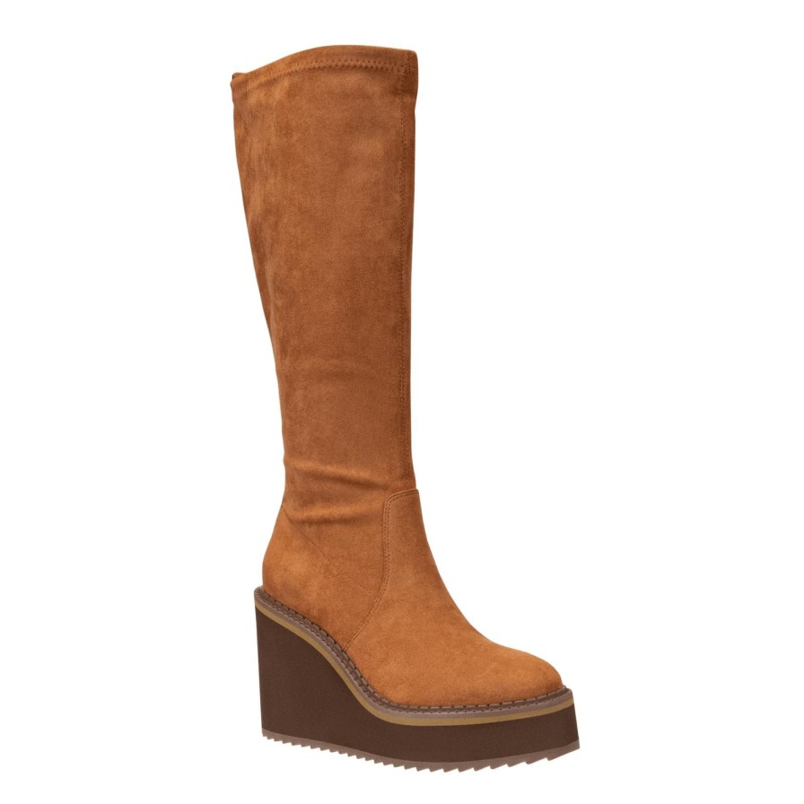 Naked Feet NAKED FEET | Apex In Camel Wedge Knee High Boots