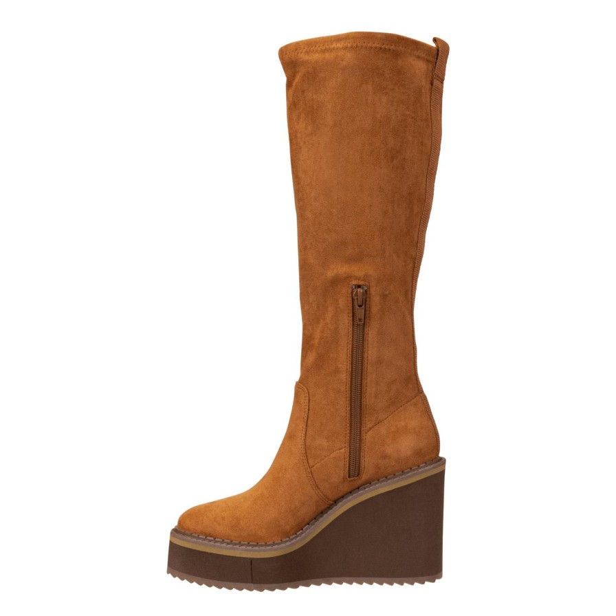 Naked Feet NAKED FEET | Apex In Camel Wedge Knee High Boots