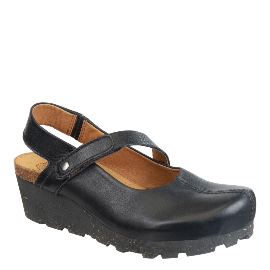 Otbt OTBT | Prog In Black Leather Wedge Clogs