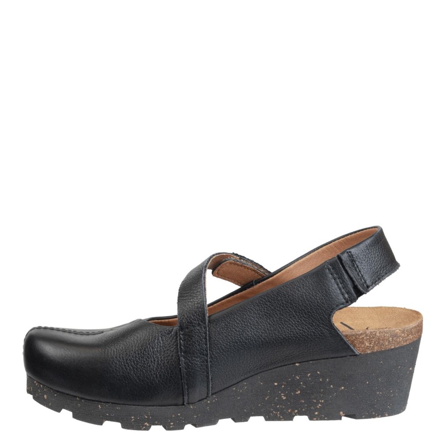 Otbt OTBT | Prog In Black Leather Wedge Clogs