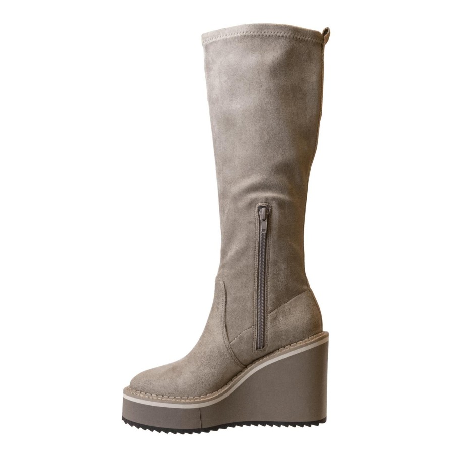 Naked Feet NAKED FEET | Apex In Greige Wedge Knee High Boots