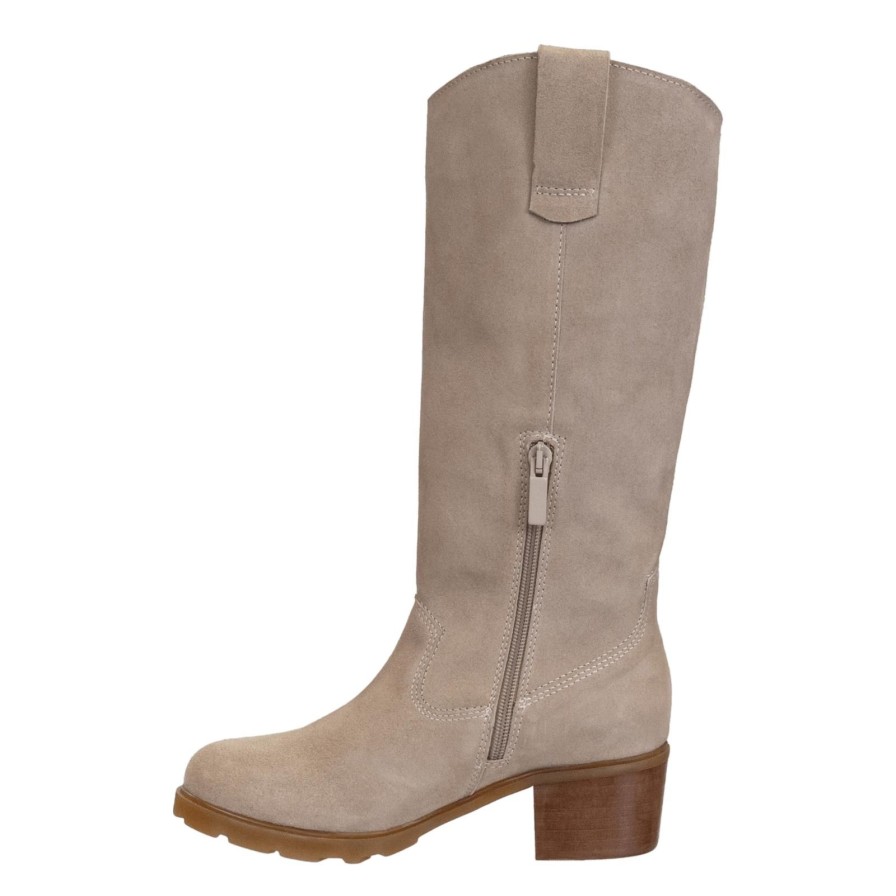 Otbt OTBT | Tallow In Beige Heeled Mid Shaft Boots